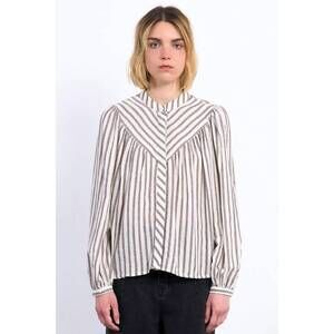 NEW MOLLY BRACKEN volume striped blouse in off white
